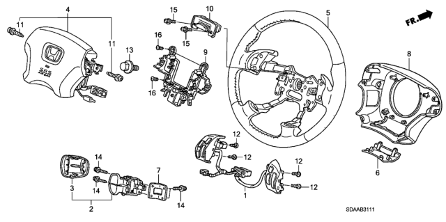 2007 Honda Accord Switch Assembly, Audio Remote & Cruise (Black Metallic) Diagram for 35880-SDB-A01ZA