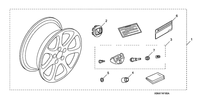 2011 Honda Civic 2 Door SI (HPT) KA 6MT Alloy Wheel Tpms (18") Diagram