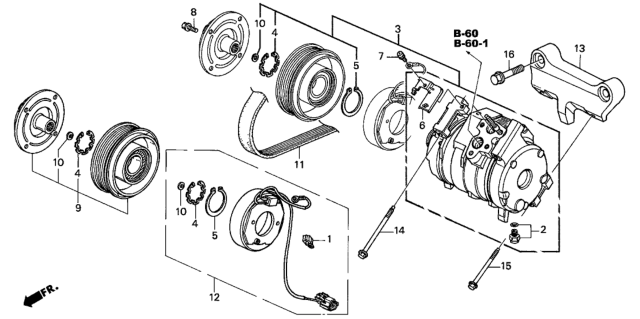 2003 Honda Accord Belt, Compressor (Bando) Diagram for 38920-RAA-A03