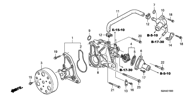 2008 Honda S2000 O-Ring, Water Outlet Cover Diagram for 19313-PCX-003
