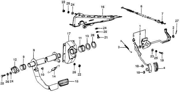 1978 Honda Civic HMT Pedals Diagram