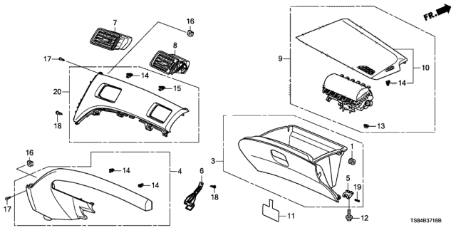 2013 Honda Civic Box Assembly, (Graphite Black) Diagram for 77500-TR0-A01ZD