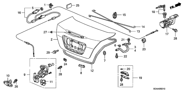 2007 Honda Accord Trunk Lid Diagram