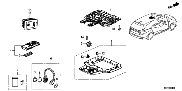 2022 Honda Odyssey Garnish Assy., RR. Entertainment System *YR507L* (SHADOW BEIGE) Diagram for 39520-THR-A11ZA