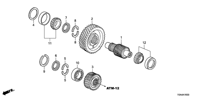 2016 Honda CR-V 5 Door EX (AWD HCM ENGINE) KA CVT AT Final Drive Shaft (CVT) Diagram