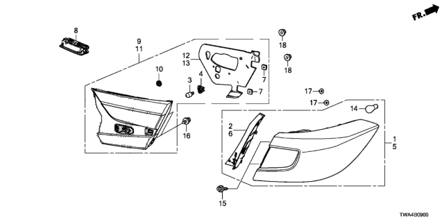 2019 Honda Accord Hybrid Taillight - License Light Diagram