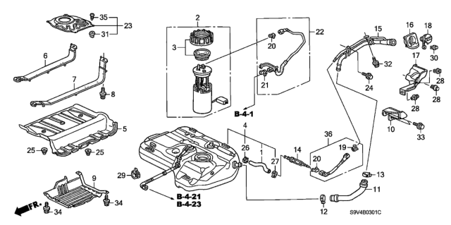 2006 Honda Pilot Nut & Gasket Set, Fuel Lock (Kautex) Diagram for 17046-S9V-A00