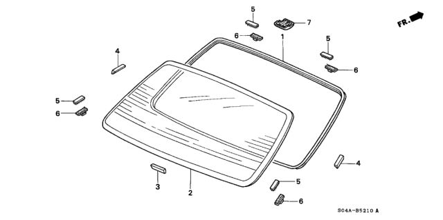 2000 Honda Civic Glass, RR. Windshield (Green) (Asahi) Diagram for 73211-S04-A10