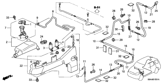 2006 Honda CR-V Windshield Washer Diagram 2