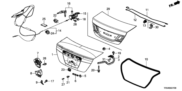 2015 Honda Civic Lid, Trunk Diagram for 68500-TR5-A30ZZ