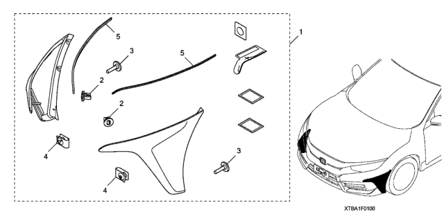 2016 Honda Civic Spoiler Front Ub Gy-30P Diagram for 08F01-TBA-1B1