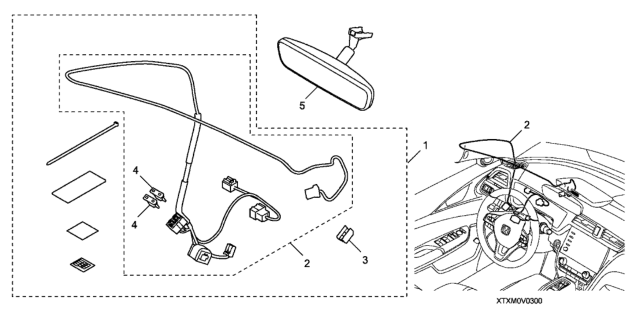 2020 Honda Insight 4 Door EX KA CVT Auto Day & Night Mirror - Attachment Diagram