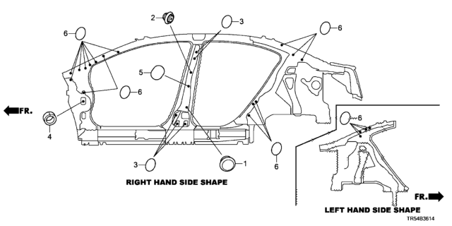 2012 Honda Civic 4 Door GX (NAVIGATION) KA 5AT Grommet (Side) Diagram