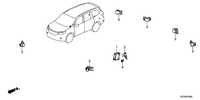 2018 Honda Pilot 5 Door TRG (2WD) KA 9AT Parking Sensor Diagram