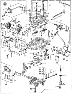 1980 Honda Civic Carburetor Assembly Diagram for 16100-PA0-673