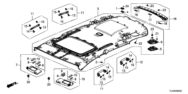 2020 Honda CR-V 5 Door LX (2WD/INDIANA) KA CVT Roof Lining Diagram