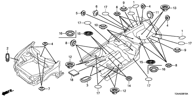 2017 Honda Accord Grommet (Front) Diagram