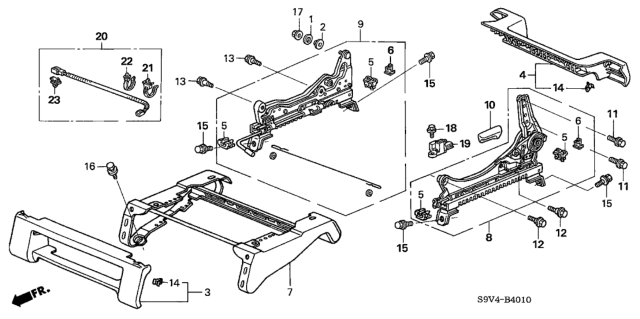 2005 Honda Pilot Riser Assy., L. FR. Seat *NH361L* (CF GRAY) Diagram for 81675-S9V-L01ZB