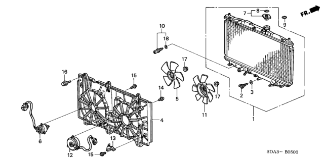 2004 Honda Accord Radiator (Denso) Diagram for 19010-RAA-A03