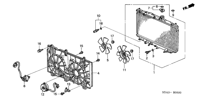 2003 Honda Accord Fan, Cooling Diagram for 38611-RAA-A01