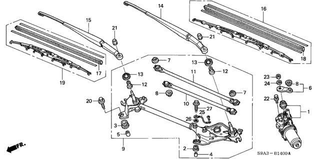 2004 Honda CR-V Arm, Windshield Wiper (Driver Side) Diagram for 76600-S9A-A01