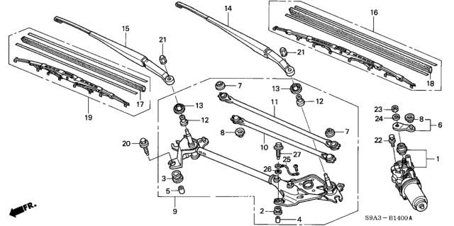 2004 Honda CR-V Front Windshield Wiper Diagram