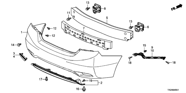 2014 Honda Civic 4 Door MX (HYBRID NAVIGATION) KA CVT Rear Bumper Diagram