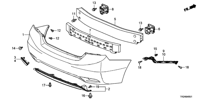 2013 Honda Civic Absorber, RR. Bumper Diagram for 71570-TT1-A00