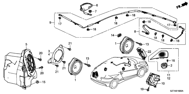 2013 Honda CR-Z Feeder Assembly, Antenna Sub Diagram for 39156-SZT-A01