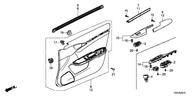 2019 Honda Civic Armrest Assembly (Deep Black) Diagram for 83553-TBA-A01ZA