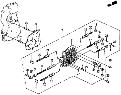 1986 Honda Prelude AT Secondary Body Diagram