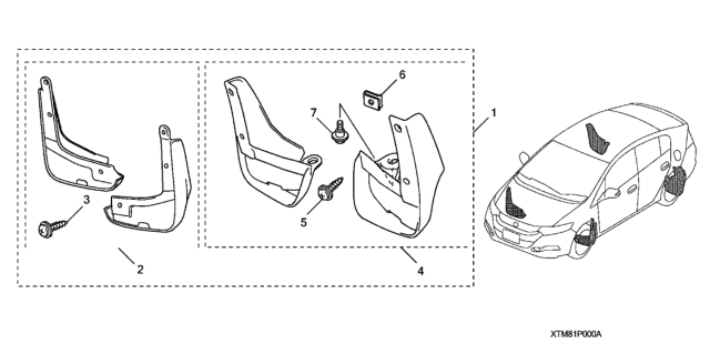 2012 Honda Insight Splash Guards Diagram