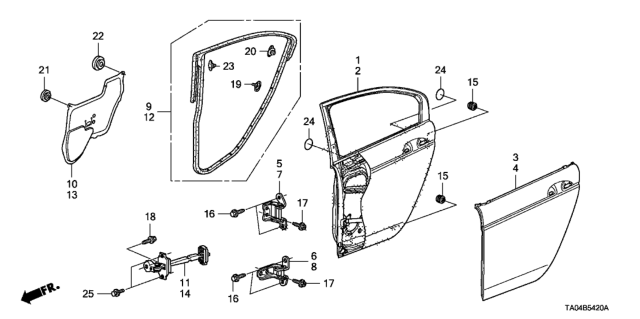 2011 Honda Accord Skin, L. RR. Door Diagram for 67651-TA0-A00ZZ