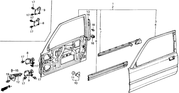 1989 Honda Accord Door Panel Diagram