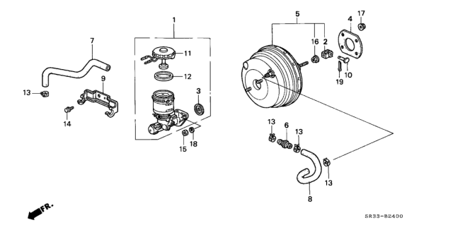 1994 Honda Civic 3 Door SI (ABS) KA 5MT Brake Master Cylinder Diagram