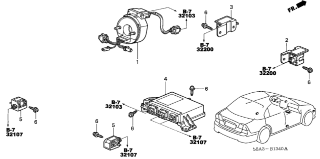 2003 Honda Civic SRS Unit (Keihin) Diagram for 77960-S5A-A96