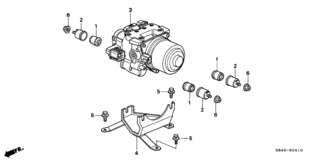 1998 Honda Accord Bracket, Modulator Diagram for 57115-S84-A50