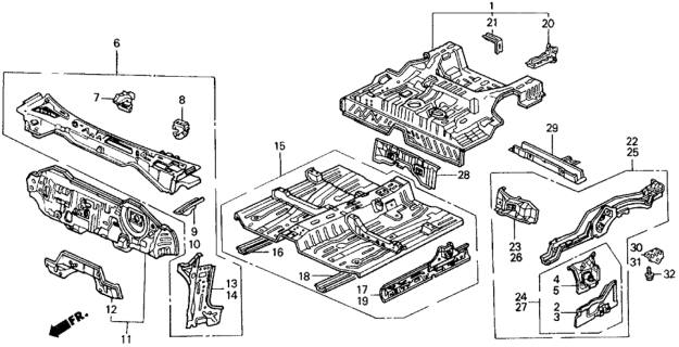 1990 Honda Civic Extension, R. Side Sill Diagram for 65640-SH5-A03ZZ