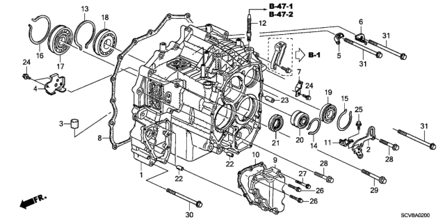 2011 Honda Element AT Transmission Case Diagram