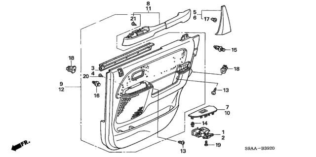 2006 Honda CR-V Armrest, Right Rear Door (Graphite Black) Diagram for 83730-S9A-J91ZA