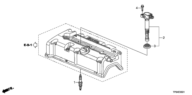 2013 Honda Crosstour 5 Door EXL (4 CYLINDER) KA 5AT Plug Hole Coil - Plug (L4) Diagram