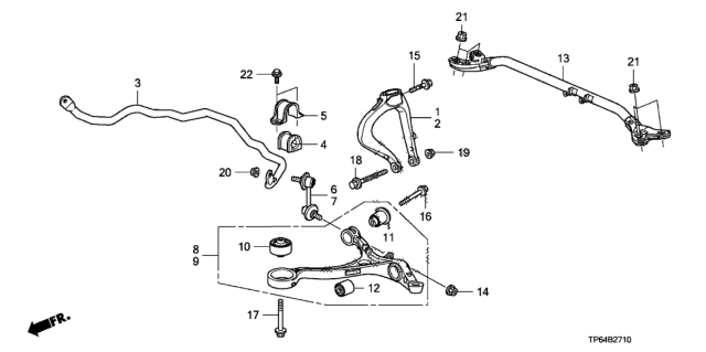 2014 Honda Crosstour Spring, Front Stabilizer Diagram for 51300-TY4-A01