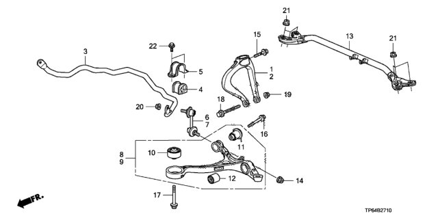 2014 Honda Crosstour Front Lower Arm Diagram