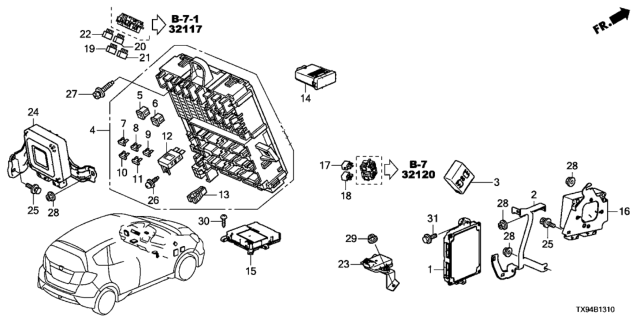 2013 Honda Fit EV Unit Assembly, Esb Diagram for 39790-TX9-A03