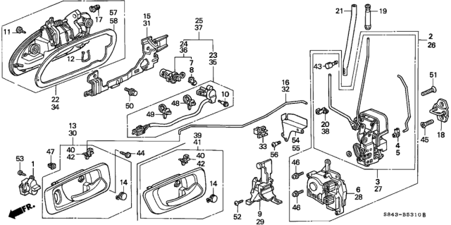 1998 Honda Accord Handle Assembly, Right Front Door (Outer) (Regent Silver Metallic) Diagram for 72140-S84-A01ZE