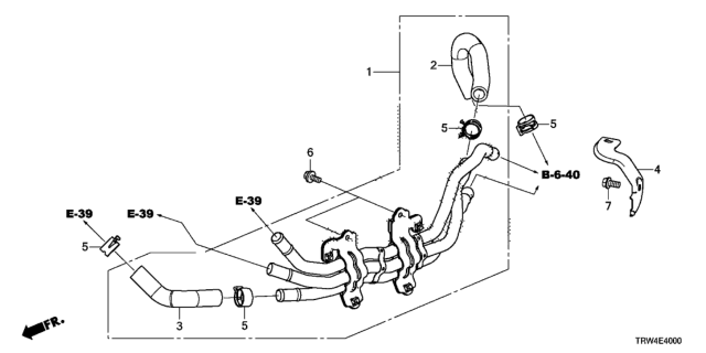 2020 Honda Clarity Plug-In Hybrid Hose, FR. Bypass Diagram for 1J524-5WJ-A00