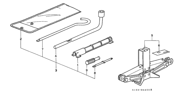 1998 Honda CR-V 5 Door LX (2WD) KA 4AT Tools - Jack Diagram