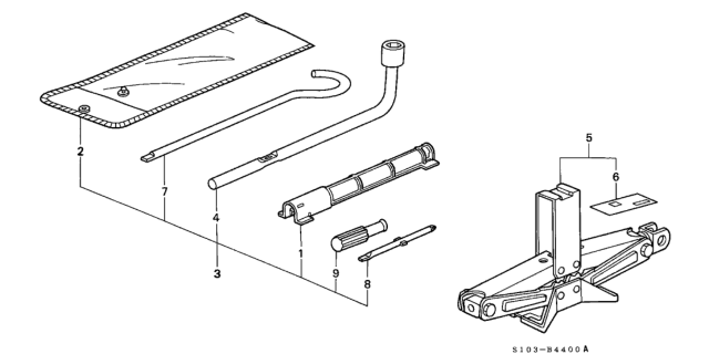 1997 Honda CR-V Jack Assy., Pantograph Diagram for 89310-S10-003