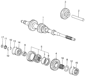 1980 Honda Civic 3 Door ** (1500) KA 5MT 5MT Mainshaft - Mainshaft Gears Diagram