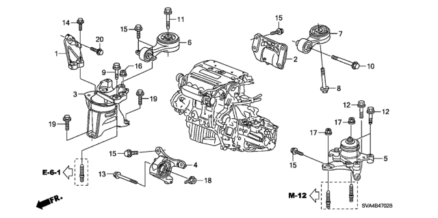 2007 Honda Civic Engine Mounts (2.0L) Diagram
